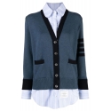 Thom Browne - Milano Stitch Oxford Shirt V Neck Cardigan - Thom Browne Exclusive Luxury Collection