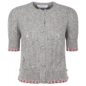 Thom Browne - Cardigan a Maniche Corte Grigio Chiaro - Thom Browne Exclusive Luxury Collection