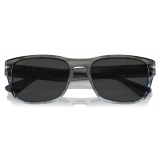 Persol - PO3341S - Striped Grey Gradient Blue / Polar Dark Grey - Sunglasses - Persol Eyewear