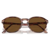 Persol - PO3343S - Striped Brown / Polar Black Grey - Sunglasses - Persol Eyewear