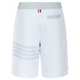 Thom Browne - Light Blue 4-Bar Striped Shorts - Thom Browne Exclusive Luxury Collection