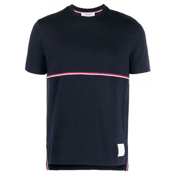 Thom Browne - Men's Navy Blue T-Shirt - Thom Browne Exclusive Luxury Collection