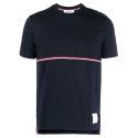 Thom Browne - Men's Navy Blue T-Shirt - Thom Browne Exclusive Luxury Collection