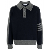 Thom Browne - Maglione a Collo Alto Blu Navy - Thom Browne Exclusive Luxury Collection