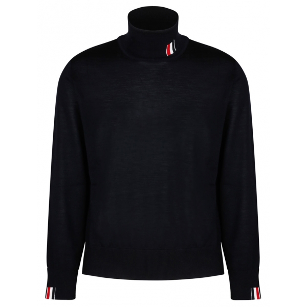 Thom Browne - Navy Blue Fine Knit Jumper - Thom Browne Exclusive Luxury Collection