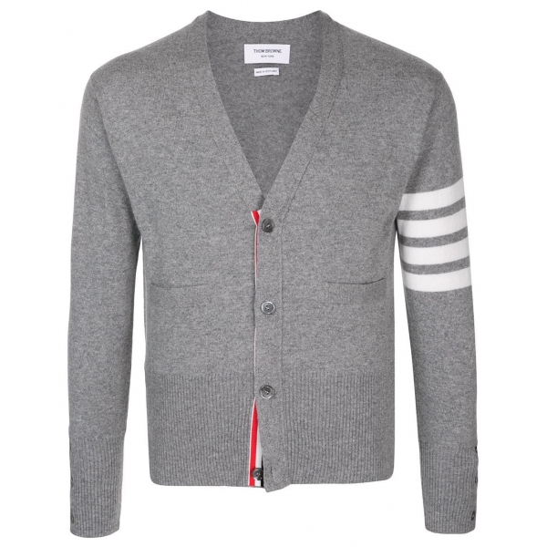 Thom Browne - Cardigan in Cashmere Grigio Chiaro - Thom Browne Exclusive Luxury Collection