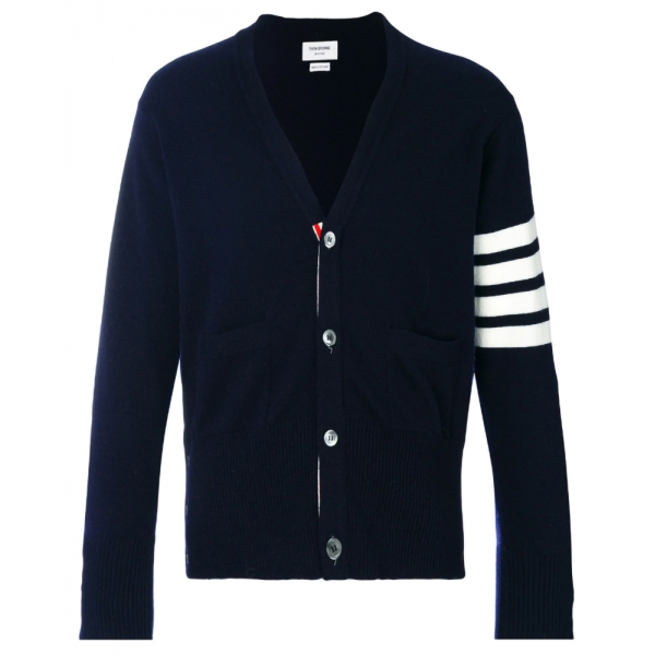 Thom Browne - Cardigan in Cashmere Blu Navy - Thom Browne Exclusive Luxury Collection