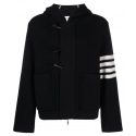 Thom Browne - Boiled Wool Half Cardigan Stitch Hooded 4-Bar Duffle Jacket - Thom Browne Exclusive Luxury Collection