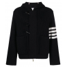 Thom Browne - Boiled Wool Half Cardigan Stitch Hooded 4-Bar Duffle Jacket - Thom Browne Exclusive Luxury Collection