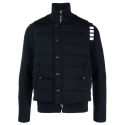 Thom Browne - Giacca Imbottita con Collo a Imbuto a 4 Barre in Lana Merino e Jersey - Thom Browne Exclusive Luxury Collection