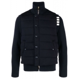 Thom Browne - Merino and Jersey Padded Reversible 4-bar Funnel Neck Jacket - Thom Browne Exclusive Luxury Collection