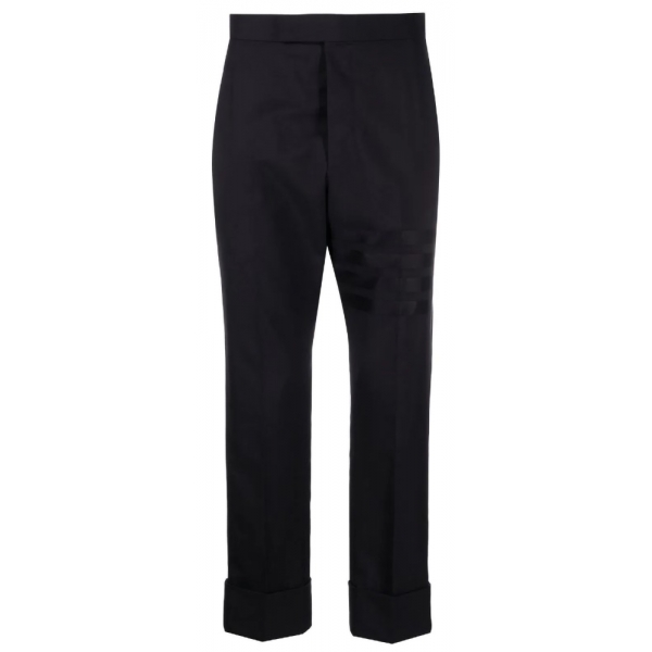 Thom Browne - Pantaloni con Cinturino Posteriore Blu Scuro - Thom Browne Exclusive Luxury Collection