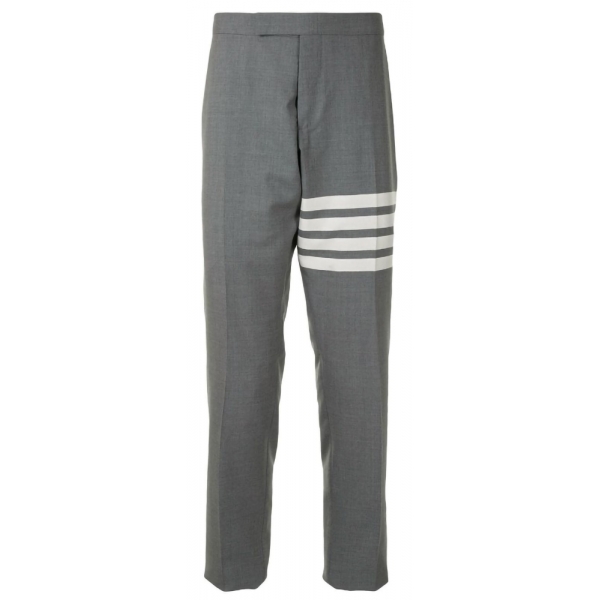 Thom Browne - Pantaloni a Vita Bassa con 4 Barre in Tessuto Semplice - Thom Browne Exclusive Luxury Collection