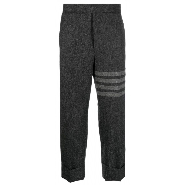 Thom Browne - Pantaloni a Vita Bassa con 4 Barre in Tessuto Semplice - Thom Browne Exclusive Luxury Collection