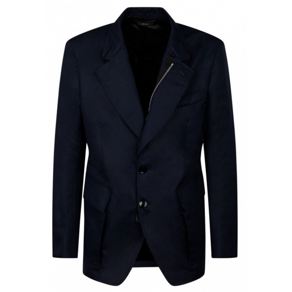 Tom Ford - Blue Cotton Blend Single Breasted Jacket - Tom Ford Exclusive Luxury Collection