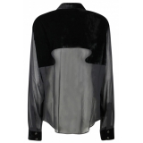 Tom Ford - Camicia Abbottonata con Pannelli in Seta Nera - Tom Ford Exclusive Luxury Collection