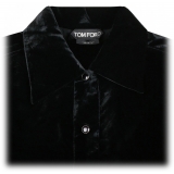 Tom Ford - Camicia Abbottonata con Pannelli in Seta Nera - Tom Ford Exclusive Luxury Collection