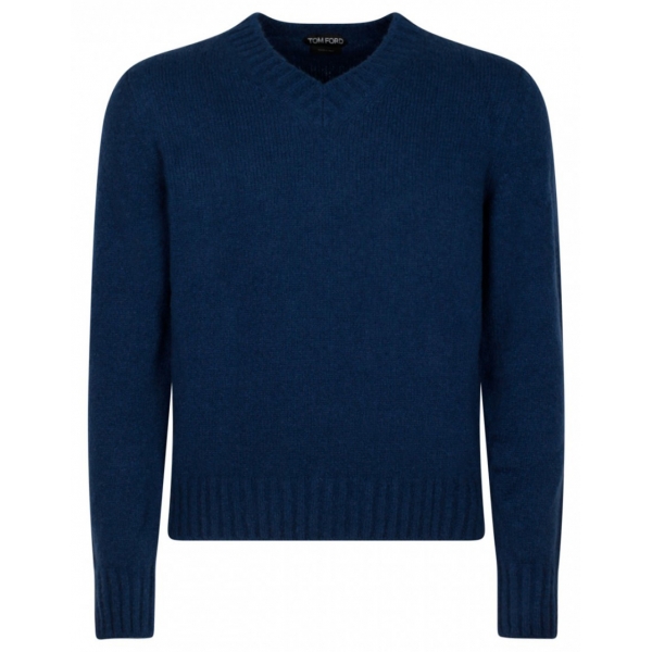 Tom Ford - Dark Blue V Neck Jumper - Tom Ford Exclusive Luxury Collection