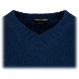 Tom Ford - Dark Blue V Neck Jumper - Tom Ford Exclusive Luxury Collection