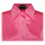 Tom Ford - Camicia con Colletto a Punta in Misto Seta Rosebloom - Tom Ford Exclusive Luxury Collection