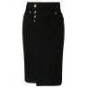 Tom Ford - Gonna a Tubino Asimmetrica in Misto Cotone Nero - Tom Ford Exclusive Luxury Collection