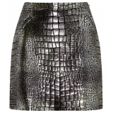 Tom Ford - Silver Tone Croc Effect Leather Mini Skirt - Tom Ford Exclusive Luxury Collection