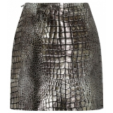 Tom Ford - Silver Tone Croc Effect Leather Mini Skirt - Tom Ford Exclusive Luxury Collection