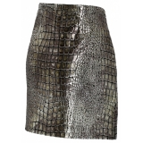 Tom Ford - Silver Tone Croc Effect Leather Mini Skirt - Tom Ford Exclusive Luxury Collection