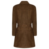 Tom Ford - Cappotto Safari in Morbida Pelle Scamosciata Color Cioccolato - Tom Ford Exclusive Luxury Collection