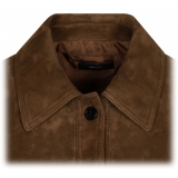 Tom Ford - Cappotto Safari in Morbida Pelle Scamosciata Color Cioccolato - Tom Ford Exclusive Luxury Collection