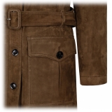 Tom Ford - Cappotto Safari in Morbida Pelle Scamosciata Color Cioccolato - Tom Ford Exclusive Luxury Collection