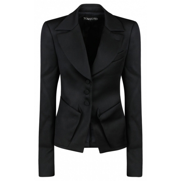 Tom Ford - Blazer Monopetto su Misura in Lana Vergine Nera - Tom Ford Exclusive Luxury Collection