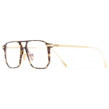 Cutler & Gross - 0006 Rectangle Optical Glasses - Havana on 24K Yellow Gold - Luxury - Cutler