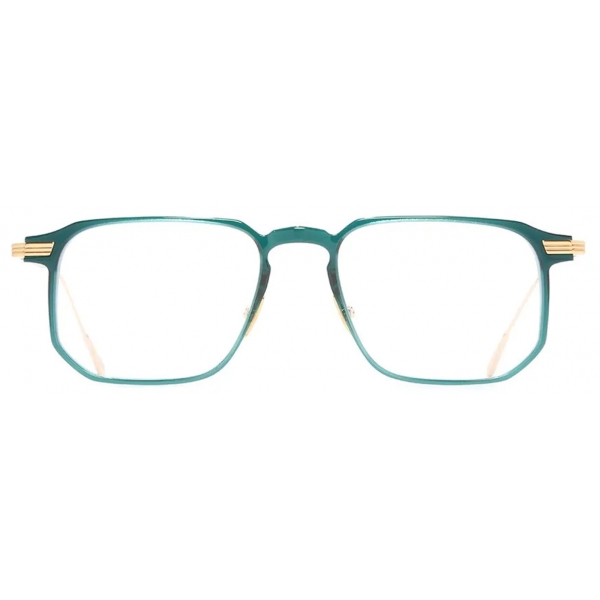 Cutler & Gross - 0007 Rectangle Optical Glasses - Green on 24K Yellow Gold - Luxury - Cutler