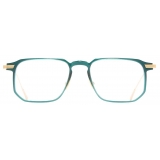 Cutler & Gross - 0007 Rectangle Optical Glasses - Green on 24K Yellow Gold - Luxury - Cutler