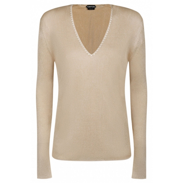 Tom Ford - Light Beige V Neck Sweater - Tom Ford Exclusive Luxury Collection