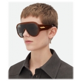 Bottega Veneta - Scudo Shield Sunglasses - Brown Grey - Sunglasses - Bottega Veneta Eyewear