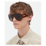 Bottega Veneta - Occhiali da Sole a Mascherina Scudo - Marrone Grigio - Occhiali da Sole - Bottega Veneta Eyewear