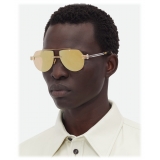 Bottega Veneta - Bolt Aviator Sunglasses - Silver Brown - Sunglasses - Bottega Veneta Eyewear