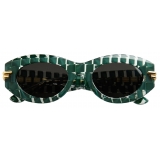 Bottega Veneta - Mitre Oval Sunglasses - Green - Sunglasses - Bottega Veneta Eyewear