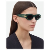 Bottega Veneta - Mitre Oval Sunglasses - Green - Sunglasses - Bottega Veneta Eyewear