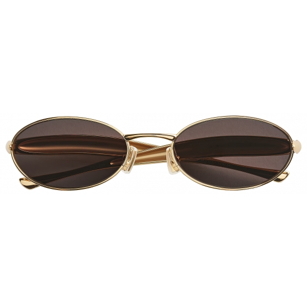 Bottega Veneta - Sardine Oval Sunglasses - Gold Grey - Sunglasses - Bottega Veneta Eyewear