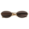 Bottega Veneta - Sardine Oval Sunglasses - Gold Grey - Sunglasses - Bottega Veneta Eyewear