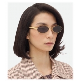 Bottega Veneta - Sardine Oval Sunglasses - Gold Grey - Sunglasses - Bottega Veneta Eyewear