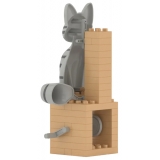 Jekca - Grey Tabby Cat - Automata - Lego - Sculpture - Construction - 4D - Brick Animals - Toys