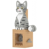 Jekca - Grey Tabby Cat - Automata - Lego - Sculpture - Construction - 4D - Brick Animals - Toys