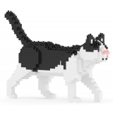 Jekca - Black and White Cat Mini 01 - Lego - Sculpture - Construction - 4D - Brick Animals - Toys