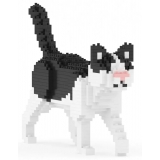 Jekca - Black and White Cat Mini 01 - Lego - Sculpture - Construction - 4D - Brick Animals - Toys