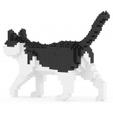 Jekca - Black and White Cat Mini 01 - Lego - Sculpture - Construction - 4D - Brick Animals - Toys