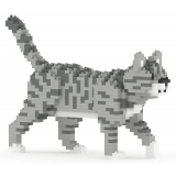 Jekca - Grey Tabby Cat Mini 01 - Lego - Sculpture - Construction - 4D - Brick Animals - Toys